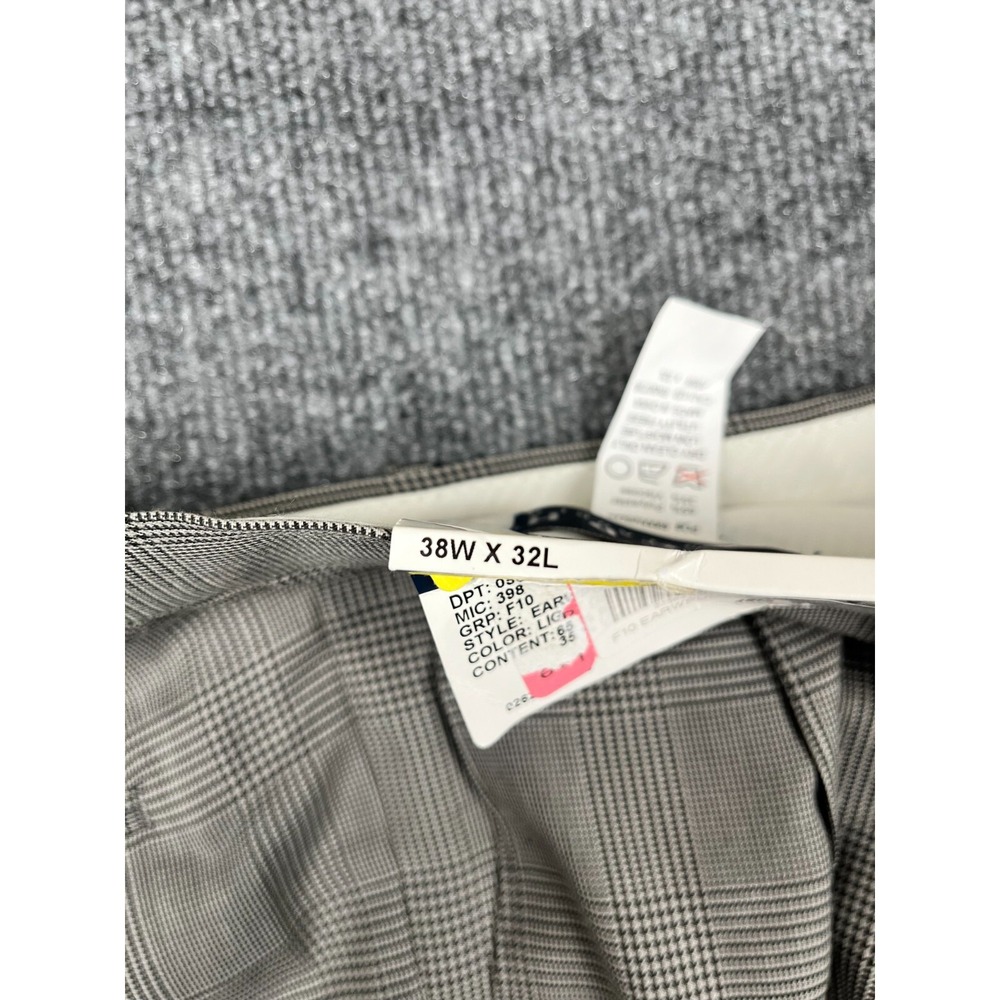 NWT Ralph Lauren Checked Dress Pant High Rise Pleated Light Grey Size 38X32 - Picture 5 of 10